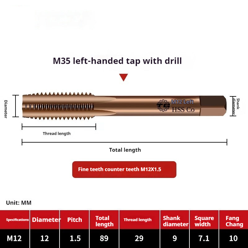2122-M35 straight groove tap containing cobalt stainless steel, special fine tooth coarse tooth machine, tapping drill bit tool wire Shandong Denso Pricision Tools Co.,Ltd.